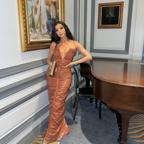Dresses & Skirts - Tan pleather dress